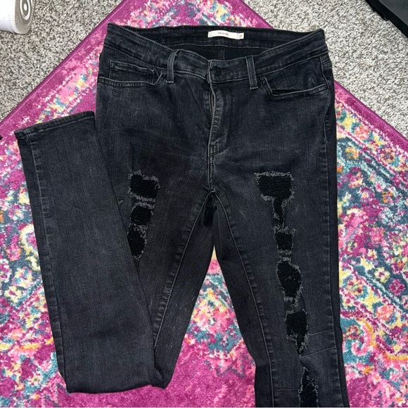 Levi’s 711 Tall Skinny Black Distressed Jeans - Picture 2 of 6